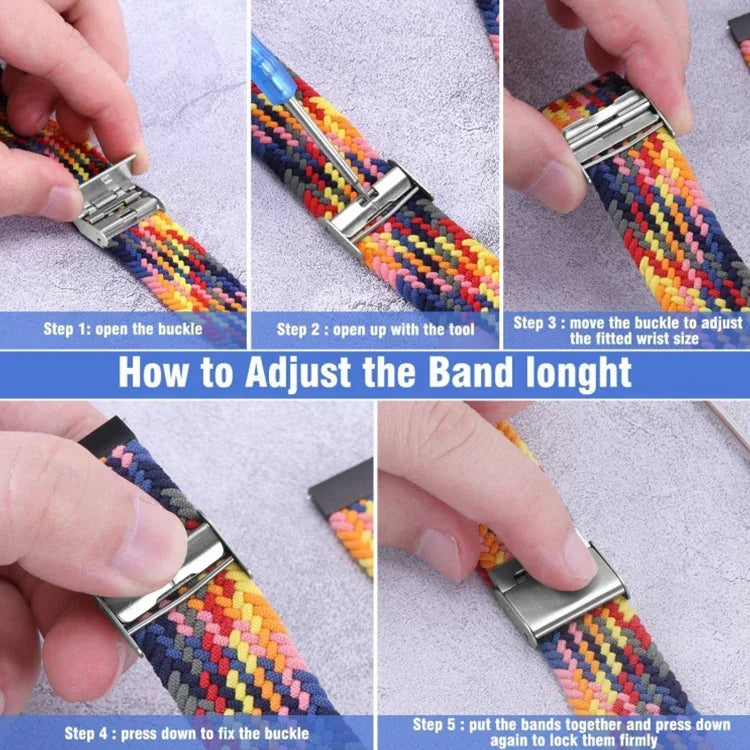 Nylon Braided Metal Buckle Watch Band, For Samsung Galaxy Watch 6 / 6 Classic