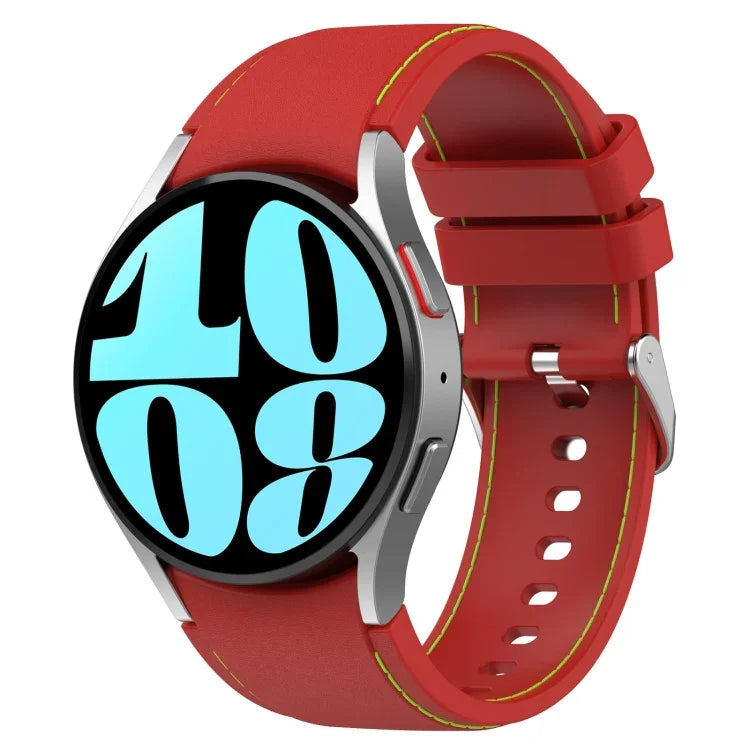 Leather Silicone Watch Band, For Samsung Galaxy Watch 6 / 6 Classic
