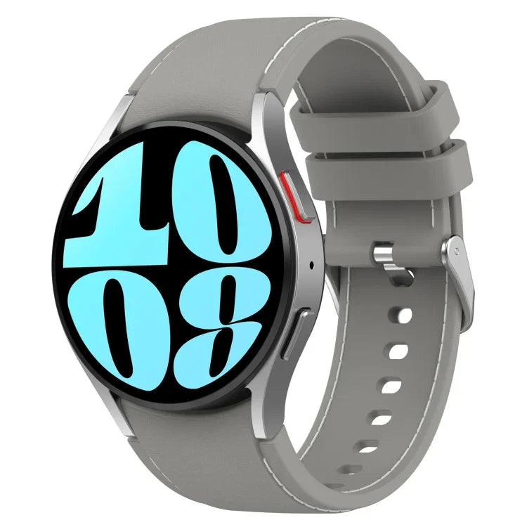 Leather Silicone Watch Band, For Samsung Galaxy Watch 6 / 6 Classic