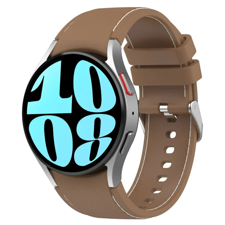 Leather Silicone Watch Band, For Samsung Galaxy Watch 6 / 6 Classic