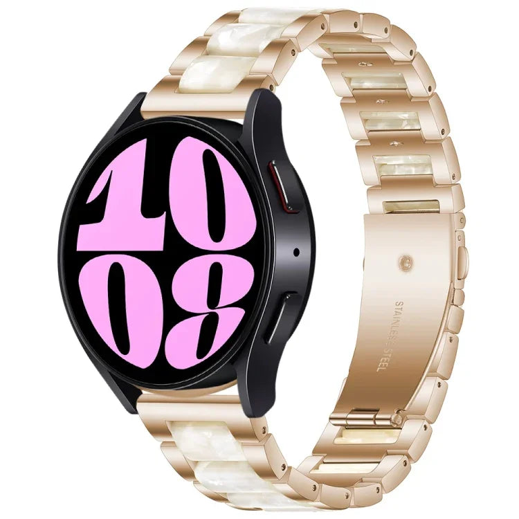 Three Bead Resin Metal Watch Band, For Samsung Galaxy Watch 6 / 6 Classic