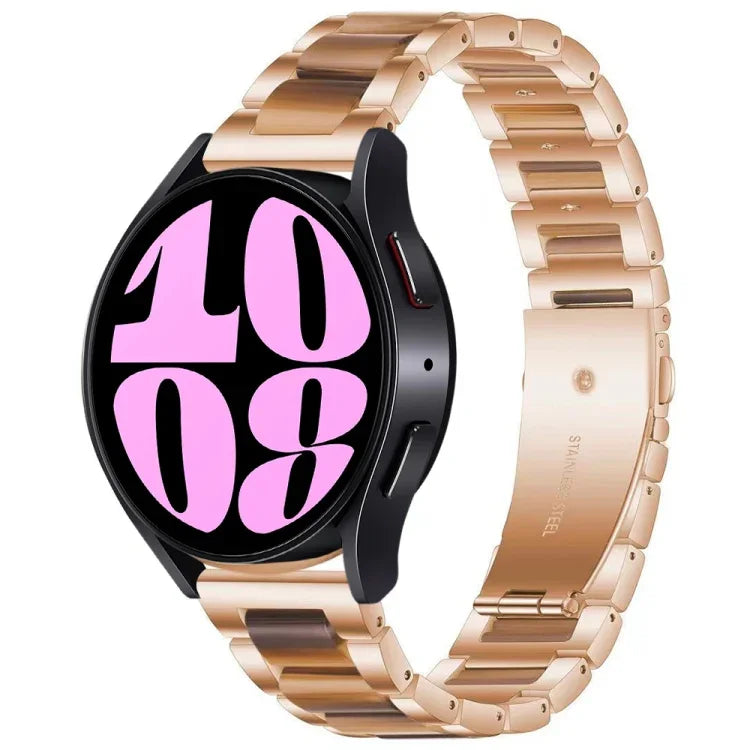 Three Bead Resin Metal Watch Band, For Samsung Galaxy Watch 6 / 6 Classic