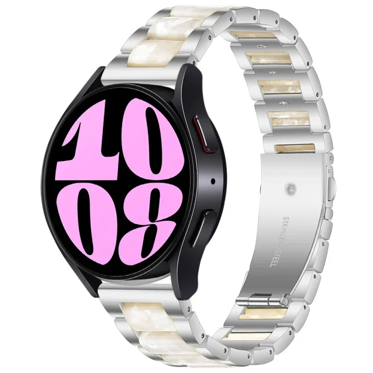 Three Bead Resin Metal Watch Band, For Samsung Galaxy Watch 6 / 6 Classic