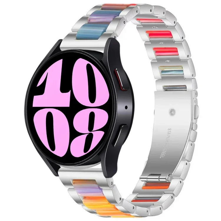 Three Bead Resin Metal Watch Band, For Samsung Galaxy Watch 6 / 6 Classic