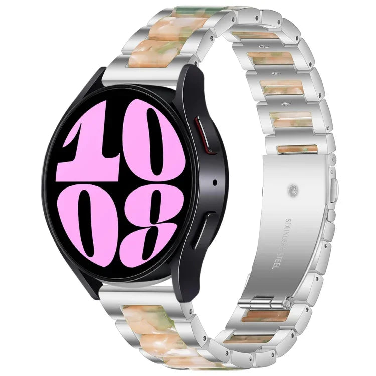 Three Bead Resin Metal Watch Band, For Samsung Galaxy Watch 6 / 6 Classic