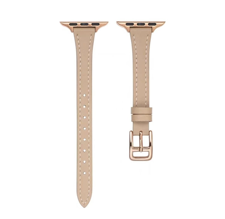 T-shaped Slim Genuine Leather Watch Band, For Apple Watch Series 5 44mm, For Apple Watch Series 5 40mm, For Apple Watch Series 4 44mm, For Apple Watch Series 4 40mm, For Apple Watch Series 3 38mm, For Apple Watch Series 3 42mm