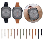 T-shaped Slim Genuine Leather Watch Band, For Apple Watch Series 10 46mm, For Apple Watch Series 10 42mm, For Apple Watch SE 2023 44mm, For Apple Watch SE 2023 40mm, For Apple Watch Ultra 2 49mm, For Apple Watch Series 9 45mm