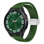 Magnetic Silver Buckle Slim Silicone Watch Band, For Samsung Galaxy Watch 6 / 6 Classic
