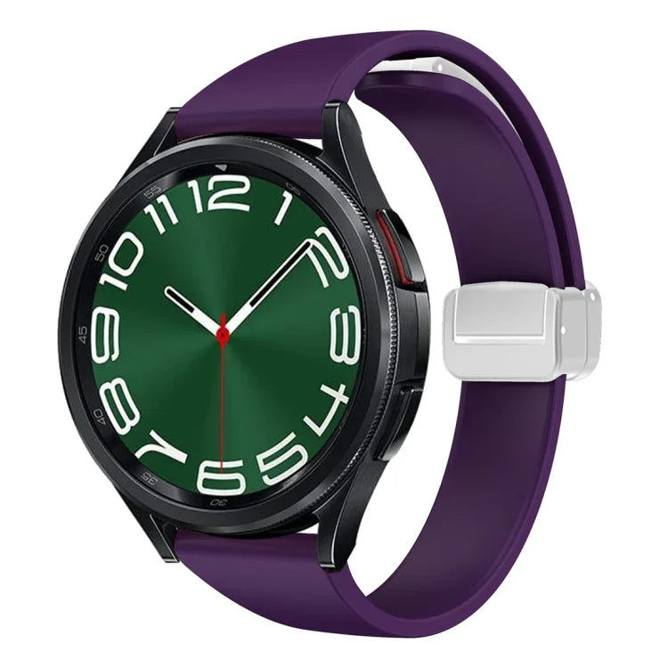 Magnetic Silver Buckle Slim Silicone Watch Band, For Samsung Galaxy Watch 6 / 6 Classic