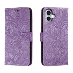 Lace Flower Embossing Flip Leather Phone Case, For iPhone 17e / 16e, For iPhone 17 Pro Max, For iPhone 17 Pro, For iPhone 17, For iPhone Air, For iPhone 16 Pro Max, For iPhone 16 Pro, For iPhone 16 Plus