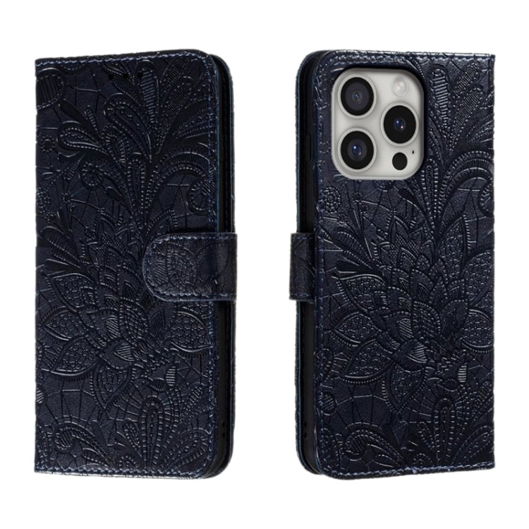 Lace Flower Embossing Flip Leather Phone Case, For iPhone 17e / 16e, For iPhone 17 Pro Max, For iPhone 17 Pro, For iPhone 17, For iPhone Air, For iPhone 16 Pro Max, For iPhone 16 Pro, For iPhone 16 Plus