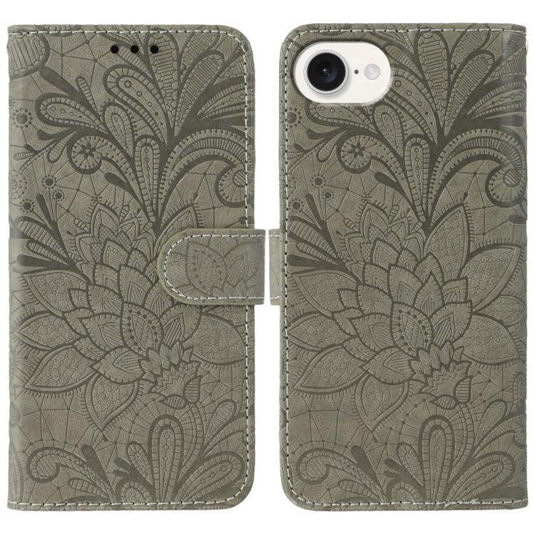 Lace Flower Embossing Flip Leather Phone Case, For iPhone 17e / 16e, For iPhone 17 Pro Max, For iPhone 17 Pro, For iPhone 17, For iPhone Air, For iPhone 16 Pro Max, For iPhone 16 Pro, For iPhone 16 Plus
