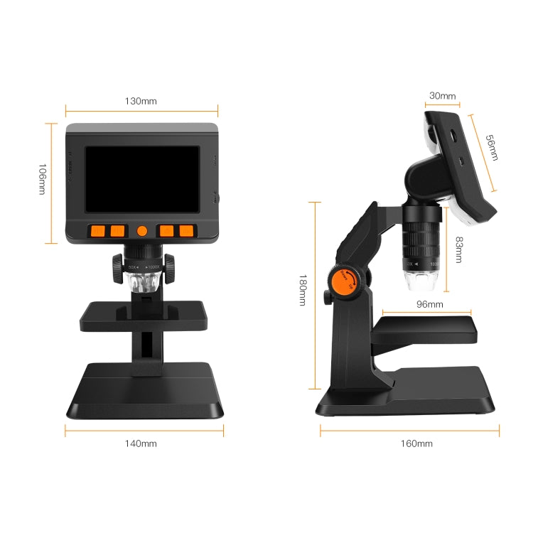 P110 50X-1000X Desktop Electronic Digital Microscope with 4.3 inch Screen, P110