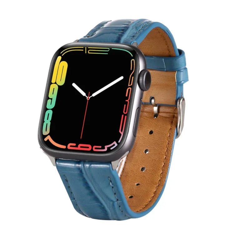 Crocodile Texture Leather Wrist Strap, For Apple Watch Series 7 45mm / 6 & SE & 5 & 4 44mm / 3 & 2 & 1 42mm, For Apple Watch Ultra 49mm / Series 8&7 45mm / SE 2&6&SE&5&4 44mm / 3&2&1 42mm, For Apple Watch Series 8&7 41mm / SE 2&6&SE&5&4 40mm / 3&2&1 38...