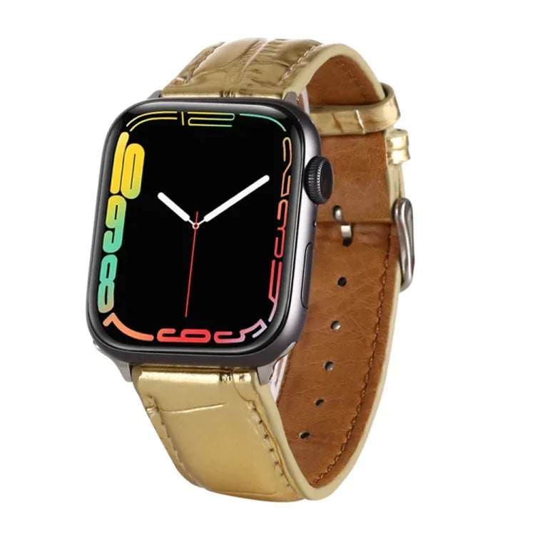 Crocodile Texture Leather Wrist Strap, For Apple Watch Series 7 45mm / 6 & SE & 5 & 4 44mm / 3 & 2 & 1 42mm, For Apple Watch Ultra 49mm / Series 8&7 45mm / SE 2&6&SE&5&4 44mm / 3&2&1 42mm, For Apple Watch Series 8&7 41mm / SE 2&6&SE&5&4 40mm / 3&2&1 38...