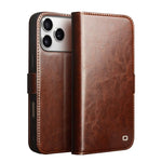QIALINO Classic 103 Buckle Genuine Leather Phone Case, For iPhone 17e / 16e, For iPhone 17 Pro Max, For iPhone 17 Pro, For iPhone 17, For iPhone Air, For iPhone 15 Pro Max, For iPhone 15 Plus