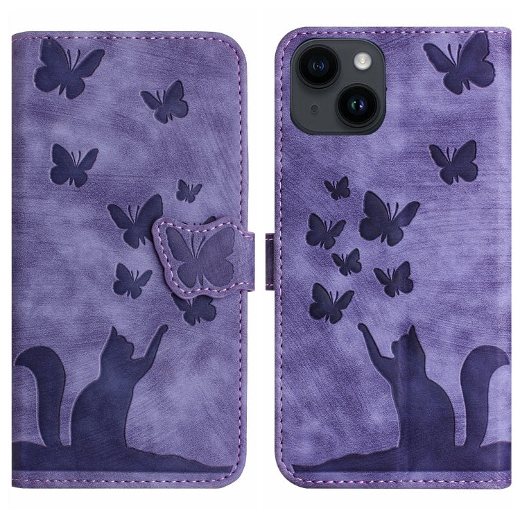 Butterfly Cat Embossing Flip Leather Phone Case, For iPhone 14, For iPhone 14 Pro, For iPhone 14 Pro Max, For iPhone SE 2022 / 2020 / 8 / 7, For iPhone 13 Pro Max, For iPhone 13 Pro, For iPhone 13, For iPhone 13 mini, For iPhone 12 / 12 Pro