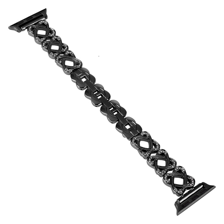 Hearts Crossed Diamond Metal Watch Band, For Apple Watch SE 2023 44mm, For Apple Watch SE 2023 40mm, For Apple Watch Ultra 2 49mm, For Apple Watch Series 9 45mm, For Apple Watch Series 9 41mm, For Apple Watch Ultra 49mm, For Apple Watch Series 8 41mm  ...