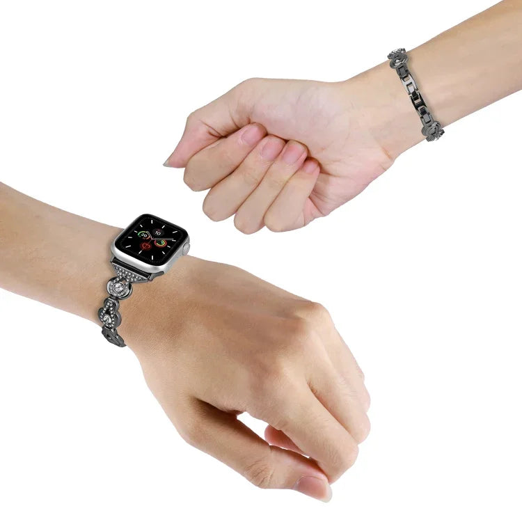 Gourd Diamond Metal Watch Band, For Apple Watch Series 4 44mm, For Apple Watch Series 4 40mm, For Apple Watch Series 3 38mm, For Apple Watch Series 3 42mm, For Apple Watch Series 2 42mm, For Apple Watch Series 2 38mm, For Apple Watch 42mm              ...