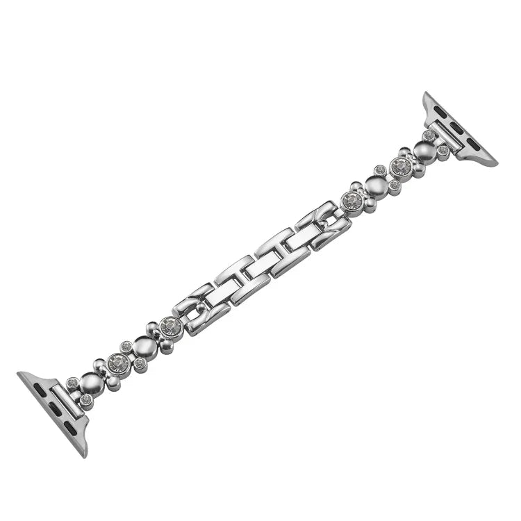 Metal Diamond Bear Chain Watch Band, For Apple Watch Series 4 44mm, For Apple Watch Series 4 40mm, For Apple Watch Series 3 38mm, For Apple Watch Series 3 42mm, For Apple Watch Series 2 42mm, For Apple Watch Series 2 38mm, For Apple Watch 42mm         ...