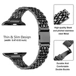 Slim Seven Bead Slingshot Buckle Metal Watch Band, For Apple Watch SE 40mm, For Apple Watch SE 44mm, For Apple Watch Series 6 40mm, For Apple Watch Series 6 44mm, For Apple Watch Series 5 44mm, For Apple Watch Series 5 40mm, For Apple Watch Series 4 44...