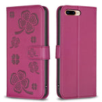 Four-leaf Embossed Leather Phone Case, For iPhone 11 Pro, For iPhone X / XS, For iPhone XR, For iPhone XS Max, For iPhone 7 Plus / 8 Plus