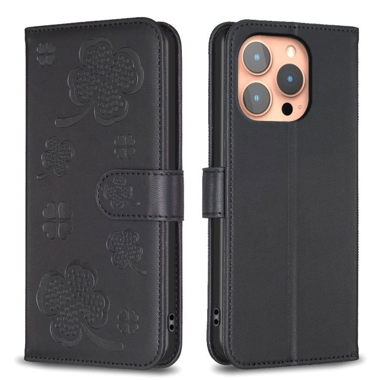 Four-leaf Embossed Leather Phone Case, For iPhone 17 Pro Max, For iPhone 17 Pro, For iPhone 17, For iPhone Air, For iPhone 16 Pro Max, For iPhone 16 Pro, For iPhone 16 Plus, For iPhone 16