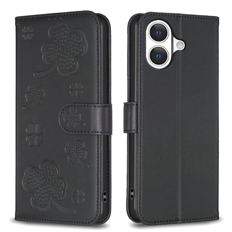 Four-leaf Embossed Leather Phone Case, For iPhone 17 Pro Max, For iPhone 17 Pro, For iPhone 17, For iPhone Air, For iPhone 16 Pro Max, For iPhone 16 Pro, For iPhone 16 Plus, For iPhone 16