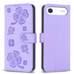Four-leaf Embossed Leather Phone Case, For iPhone 17 Pro Max, For iPhone 17 Pro, For iPhone 17, For iPhone Air, For iPhone 16 Pro Max, For iPhone 16 Pro, For iPhone 16 Plus, For iPhone 16