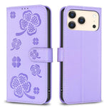 Four-leaf Embossed Leather Phone Case, For iPhone 17 Pro Max, For iPhone 17 Pro, For iPhone 17, For iPhone Air, For iPhone 16 Pro Max, For iPhone 16 Pro, For iPhone 16 Plus, For iPhone 16