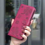 Four-leaf Embossed Leather Phone Case, For iPhone 17 Pro Max, For iPhone 17 Pro, For iPhone 17, For iPhone Air, For iPhone 16 Pro Max, For iPhone 16 Pro, For iPhone 16 Plus, For iPhone 16