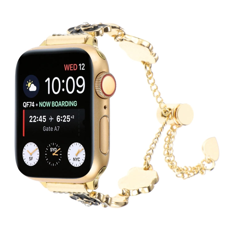 Camellia Metal Chain Bracelet Watch Band, For Apple Watch SE 40mm, For Apple Watch SE 44mm, For Apple Watch Series 6 40mm, For Apple Watch Series 6 44mm, For Apple Watch Series 5 44mm, For Apple Watch Series 5 40mm, For Apple Watch Series 4 44mm       ...