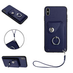 Organ Card Bag Ring Holder PU Phone Case with Lanyard, For iPhone XS / X, For iPhone XR, For iPhone XS Max, For iPhone 8 Plus / 7 Plus
