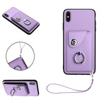 Organ Card Bag Ring Holder PU Phone Case with Lanyard, For iPhone XS / X, For iPhone XR, For iPhone XS Max, For iPhone 8 Plus / 7 Plus