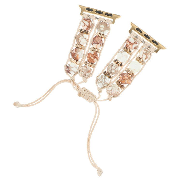 Hexagonal Stones Drawstring Chain Watch Band, For Apple Watch SE 2023 44mm, For Apple Watch SE 2023 40mm, For Apple Watch Ultra 2 49mm, For Apple Watch Series 9 45mm, For Apple Watch Series 9 41mm, For Apple Watch Ultra 49mm, For Apple Watch Series 8 4...