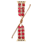Hexagonal Stones Drawstring Chain Watch Band, For Apple Watch SE 2023 44mm, For Apple Watch SE 2023 40mm, For Apple Watch Ultra 2 49mm, For Apple Watch Series 9 45mm, For Apple Watch Series 9 41mm, For Apple Watch Ultra 49mm, For Apple Watch Series 8 4...