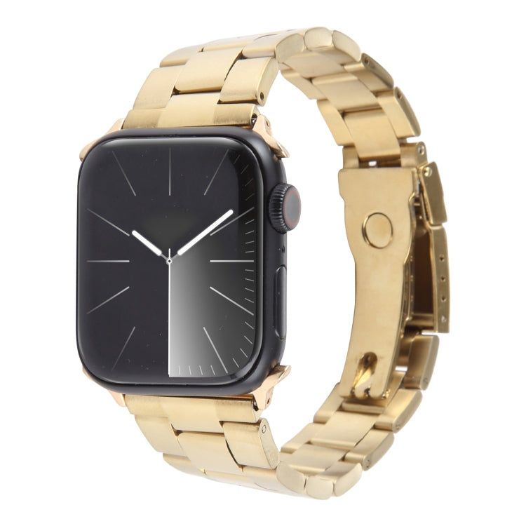 Three-Bead Stainless Steel Watch Band, For Apple Watch Ultra 49mm, For Apple Watch Series 8 41mm, For Apple Watch Series 8 45mm, For Apple Watch SE 2022 40mm, For Apple Watch SE 2022 44mm