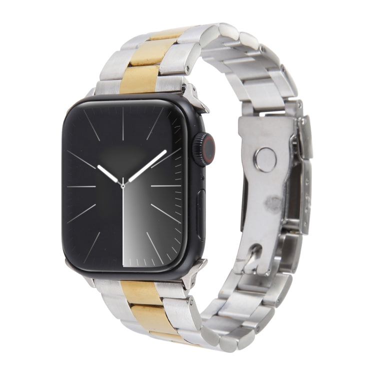 Three-Bead Stainless Steel Watch Band, For Apple Watch Series 7 41mm, For Apple Watch Series 7 45mm, For Apple Watch SE 40mm, For Apple Watch SE 44mm, For Apple Watch Series 6 40mm