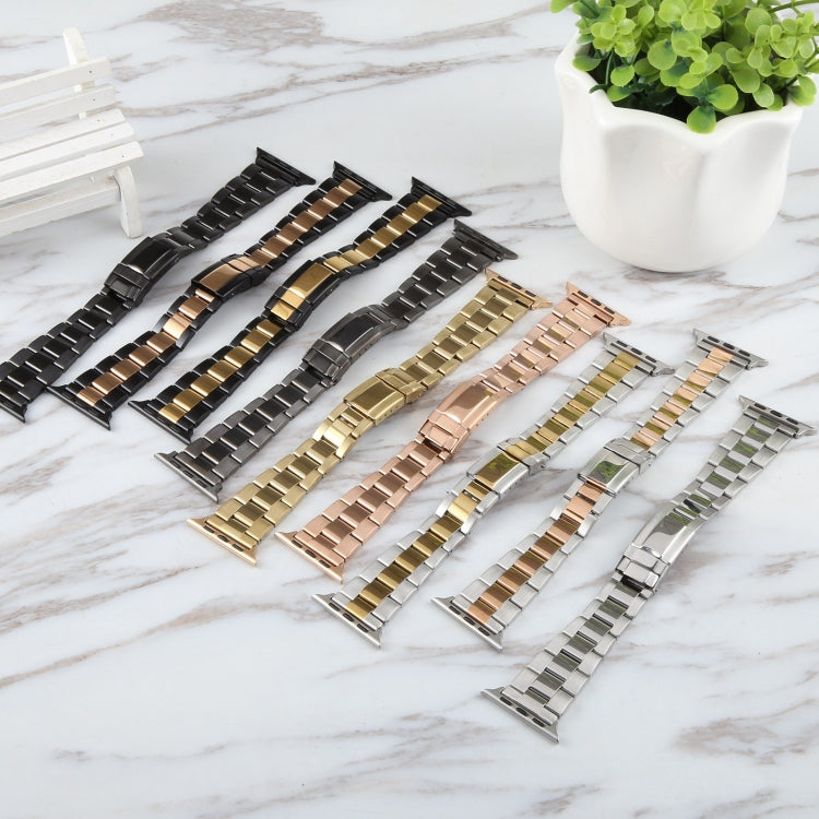 Three-Bead Stainless Steel Watch Band, For Apple Watch Ultra 49mm, For Apple Watch Series 8 41mm, For Apple Watch Series 8 45mm, For Apple Watch SE 2022 40mm, For Apple Watch SE 2022 44mm
