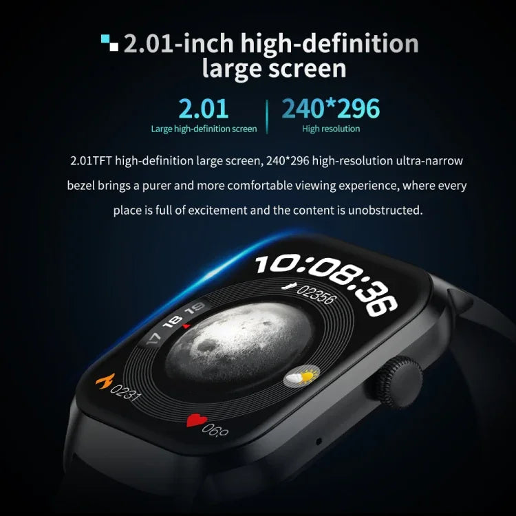2.01 inch Milanese Steel Strap Bluetooth Call Smart Watch Support Heart Rate Monitoring / Non-invasive Blood Sugar, Milanese Steel Strap Gold