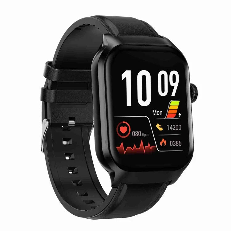 2.01 inch Leather Strap Bluetooth Call Smart Watch Support Heart Rate Monitoring / Non-invasive Blood Sugar, Leather Strap Black, Leather Strap Brown