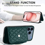 Rhombic Texture Card Bag RFID Phone Case with Long Lanyard, For iPhone 17 Pro Max, For iPhone 17 Pro, For iPhone 17, For iPhone Air, For iPhone 16 Pro Max, For iPhone 16 Pro, For iPhone 16 Plus, For iPhone 16