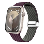 Carbon Fiber Magnetic Silver Buckle Watch Band, For Apple Watch Series 9 45mm, For Apple Watch Series 9 41mm, For Apple Watch Ultra 49mm