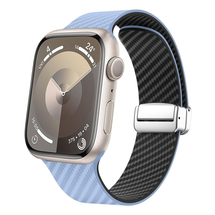 Carbon Fiber Magnetic Silver Buckle Watch Band, For Apple Watch Series 9 45mm, For Apple Watch Series 9 41mm, For Apple Watch Ultra 49mm