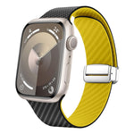 Carbon Fiber Magnetic Silver Buckle Watch Band, For Apple Watch Series 9 45mm, For Apple Watch Series 9 41mm, For Apple Watch Ultra 49mm