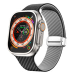 Carbon Fiber Magnetic Silver Buckle Watch Band, For Apple Watch Series 9 45mm, For Apple Watch Series 9 41mm, For Apple Watch Ultra 49mm