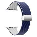 Carbon Fiber Magnetic Silver Buckle Watch Band, For Apple Watch Series 8 41mm, For Apple Watch Series 8 45mm, For Apple Watch SE 2022 40mm