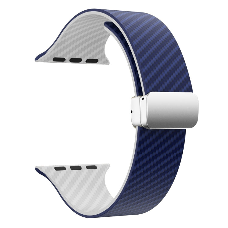 Carbon Fiber Magnetic Silver Buckle Watch Band, For Apple Watch Series 8 41mm, For Apple Watch Series 8 45mm, For Apple Watch SE 2022 40mm