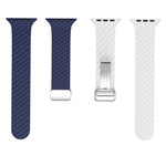 Carbon Fiber Magnetic Silver Buckle Watch Band, For Apple Watch Series 8 41mm, For Apple Watch Series 8 45mm, For Apple Watch SE 2022 40mm