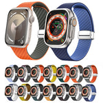 Carbon Fiber Magnetic Silver Buckle Watch Band, For Apple Watch Series 9 45mm, For Apple Watch Series 9 41mm, For Apple Watch Ultra 49mm